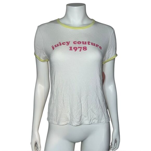 Juicy Couture 1978 Women's Tee T-Shirt White Viscose Stretch Medium NWT - Picture 1 of 7